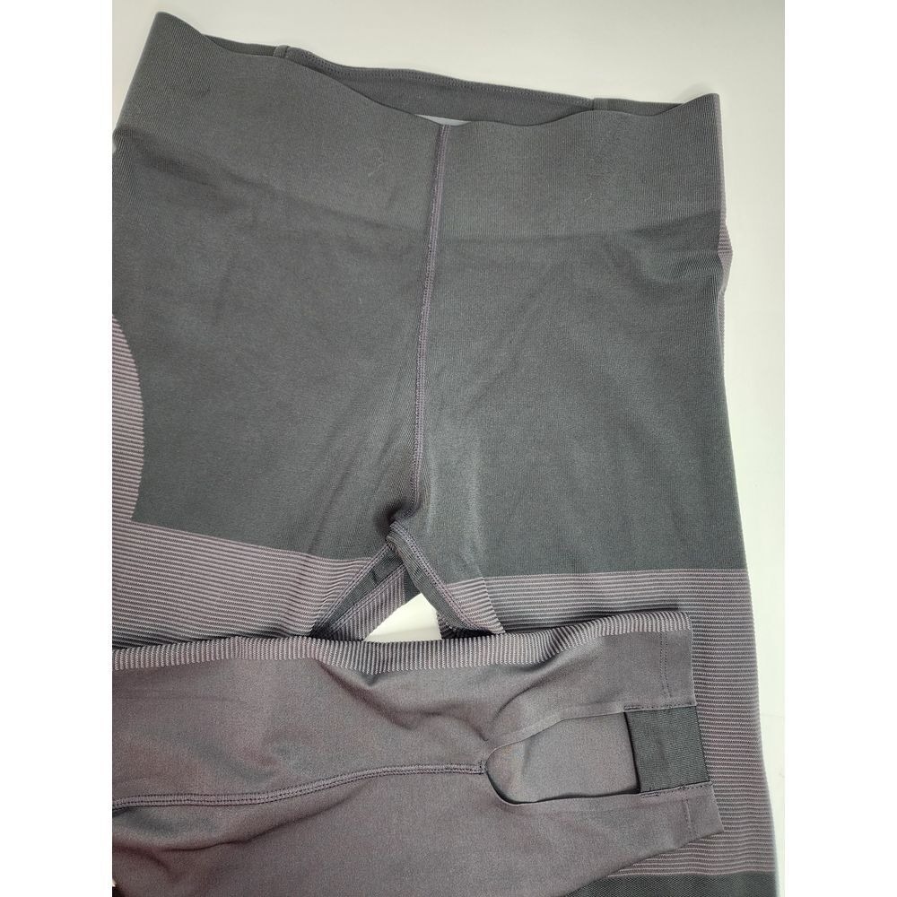 Nike Leggings Women's Large Nikelab Tech Pack Running Black Grey Stripe Crop - Picture 3 of 7